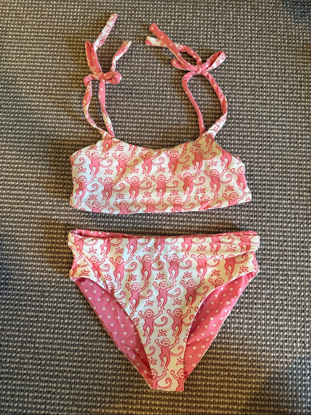 Roller Rabbit Pink Monkey Print Girls' Bikini Set